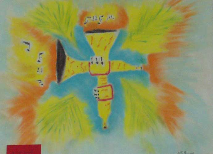 Crossed Trumpets (pastel)